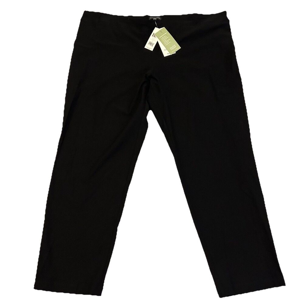 Eileen Fisher Slim Ankle Pants with Yoke Black Closet Staple Pull On NWT Size 3X